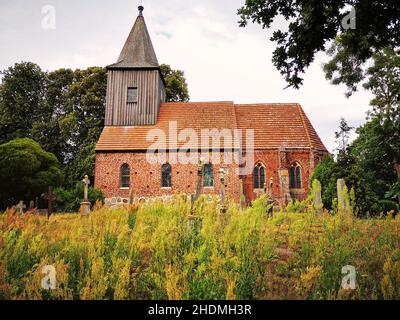 village church, groß zicker, village churchs Stock Photo