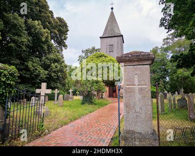 church, cemetery, entrance, groß zicker, churchs, cemeteries, entrances Stock Photo