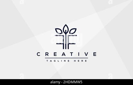 Modern unique creative alphabet letter F logo design, Minimalist F monogram FF initials based vector icon Stock Vector