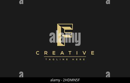Modern unique creative alphabet letter F logo design, Minimalist F monogram FF initials based vector icon Stock Vector