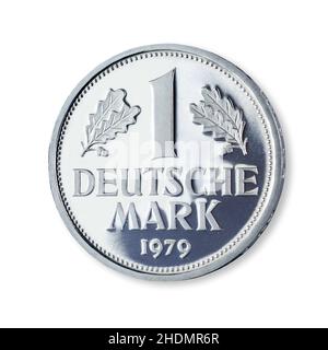 coin, 1, german mark, coins, one, german marks Stock Photo