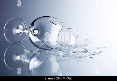 wine glass, broken, glas ware, brokens Stock Photo