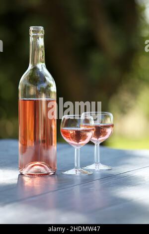 summer day, wine, rose wine, summers, wines Stock Photo