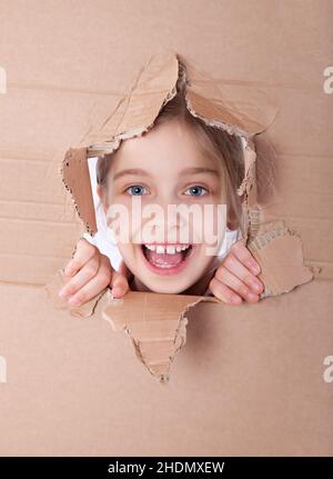 girl, cuckoo, looking through window, girls, cuckoos, looking through windows Stock Photo