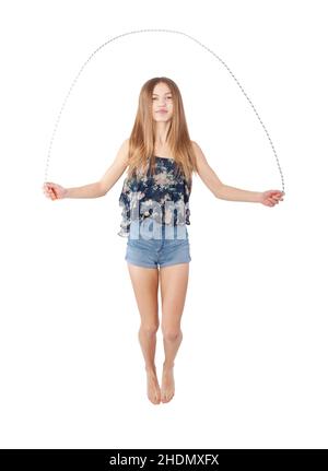 girl, skipping rope, jumping rope, girls, skipping ropes, jumping ropes, skipping Stock Photo