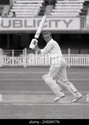 Brian Davison (Leicestershire) batting on his way to a First-Class Hundred, Middlesex vs Leicestershire, County Championship, Lord's, 21,22 & 23 July 1976.   A bat made by Slazenger. Stock Photo