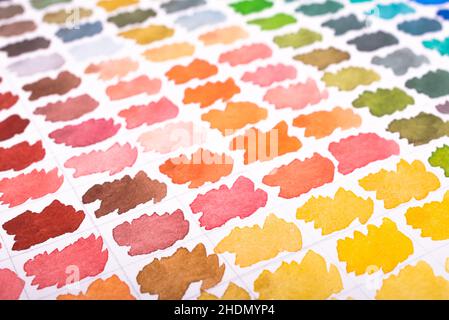watercolor painting, color chart, color charts Stock Photo