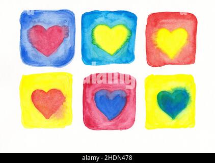 heart, watercolor, hearts, watercolors Stock Photo