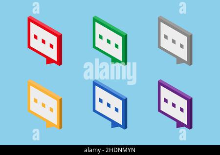 Six speech bubble isometric vector icons set Stock Vector