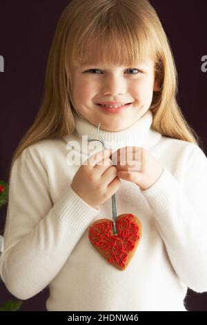 girl, heart, baubles, girls, hearts, bauble Stock Photo