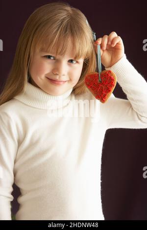 girl, heart, baubles, girls, hearts, bauble Stock Photo