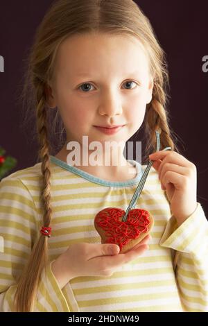 girl, heart, baubles, girls, hearts, bauble Stock Photo