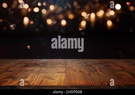 lights, wooden table, festive, light, wooden tables, festives Stock Photo