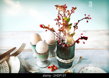 easter, breakfast, eggcup, easter breakfast, easters, breakfasts, eggcups, easter breakfasts Stock Photo