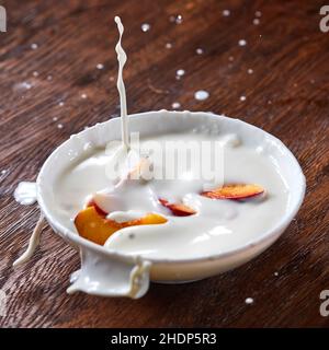 milk, peach, milks, peachs Stock Photo