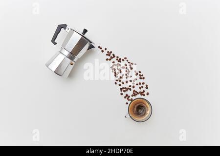 espresso, espresso pot, coffee bean, espressos, espresso pots, coffee beans Stock Photo