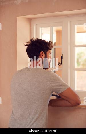 young man, pensive, guy, man, men, young, pensives Stock Photo