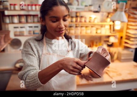 cup, handle, fixing, pottery, cups, handles, potteries Stock Photo