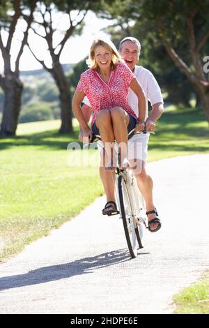 couple, active seniors, cycling, older couple, pairs, elderly, fit, old, senior, seniors, older couples Stock Photo