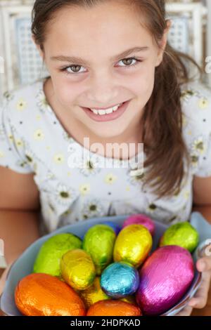 girl, easter, easter egg, chocolate egg, girls, easters, easter eggs, chocolate eggs Stock Photo