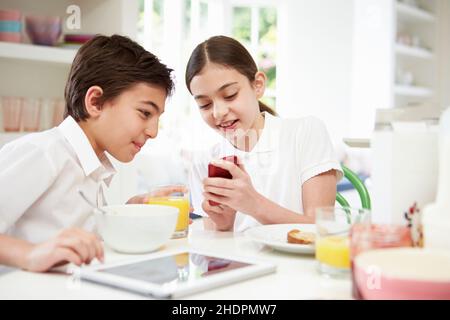 child, siblings, smart phone, children, childs, kid, kids, smart phones, smartphone, smartphones Stock Photo