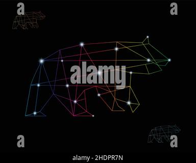 Vector of a bear polygonal on black backgroundใ Easy editable layered vector illustration. Stock Vector