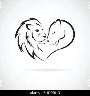 Male lion and female lion design on white background. Wild Animals ...