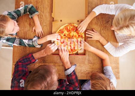 eating, fast food, family, pizza, eat, fastfood, families, pizzas Stock Photo