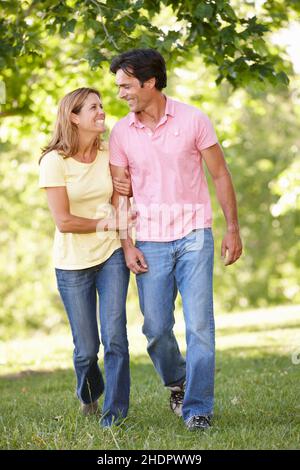 couple, park, walk, pairs, parks, walks Stock Photo