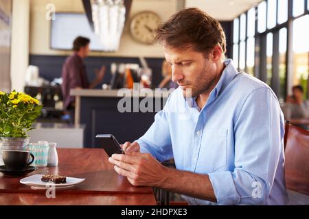 man, cafe, sms, guy, men, cafes Stock Photo