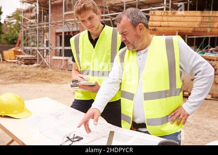 planning, apprentice, construction site, construction manager, trainee, apprentices, construction sites, site, sites, construction managers, engineer, Stock Photo