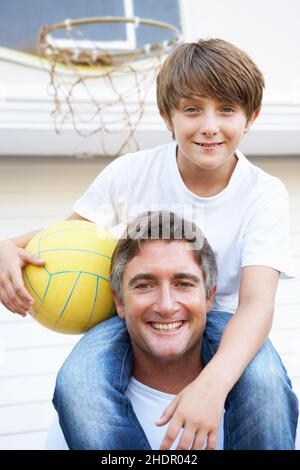 father, son, basketball, dad, fathers, sons, basketballs Stock Photo