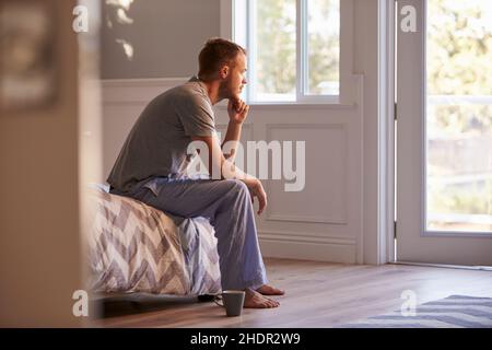 man, pensive, lost in thoughts, guy, men, pensives, lost in thought Stock Photo