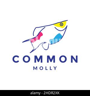 abstract line fish aquarium logo design vector graphic symbol icon illustration creative idea Stock Vector