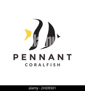 colorful fish pennant coral fish logo design vector graphic symbol icon illustration creative idea Stock Vector