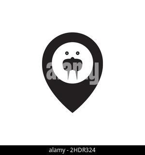location with walrus logo design vector graphic symbol icon illustration creative idea Stock Vector