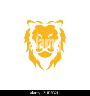 face strong flat lion logo design vector graphic symbol icon illustration creative idea Stock Vector