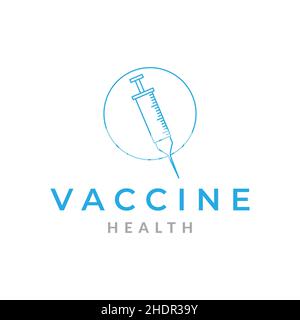 medical syringe vaccine logo design vector graphic symbol icon illustration creative idea Stock Vector