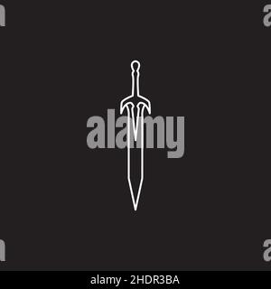 isolated line sword warrior on dark logo design vector graphic symbol icon illustration creative idea Stock Vector