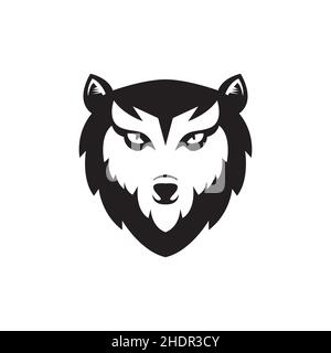 isolated face black wolf logo design vector graphic symbol icon illustration creative idea Stock Vector