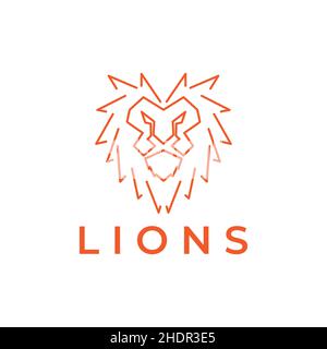line face lion unique logo design vector graphic symbol icon illustration creative idea Stock Vector