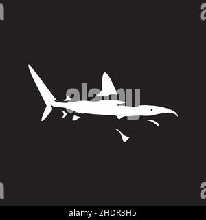 isolated white shark on dark logo design vector graphic symbol icon illustration creative idea Stock Vector
