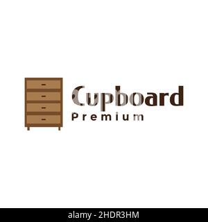shelving cupboard wood logo design vector graphic symbol icon illustration creative idea Stock Vector