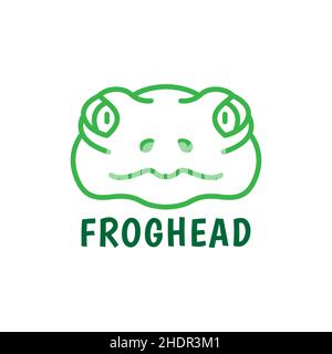 line green face frog cartoon logo design vector graphic symbol icon illustration creative idea Stock Vector