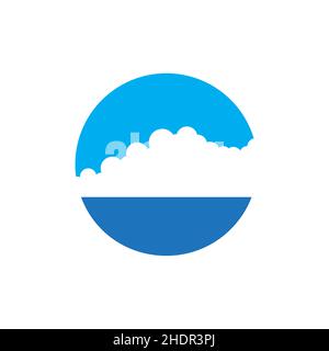 blue sea with cloud day logo design vector graphic symbol icon illustration creative idea Stock Vector