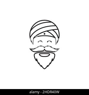 cartoon old man indian with turban logo design vector graphic symbol icon illustration creative idea Stock Vector