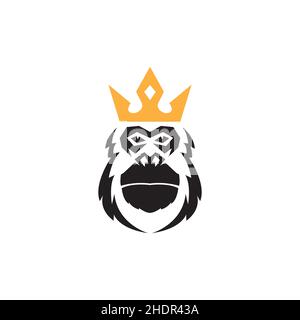 old face gorilla with crown logo design vector graphic symbol icon illustration creative idea Stock Vector