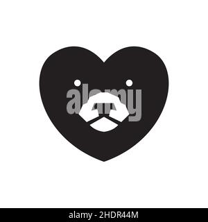 love shape with head bear logo design vector graphic symbol icon illustration creative idea Stock Vector