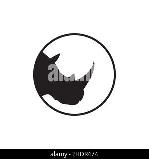 circle line with head rhinoceros logo design vector graphic symbol icon illustration creative idea Stock Vector