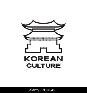 korean building gate culture logo design vector graphic symbol icon illustration creative idea Stock Vector